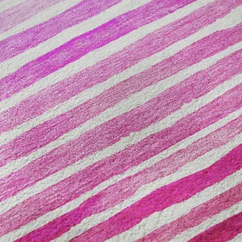 8' Pink Purple And Ivory Geometric Washable Round Rug With UV Protection