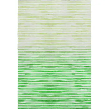 3' X 5' Green And Ivory Geometric Washable Area Rug With UV Protection