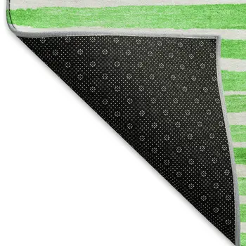 3' X 5' Green And Ivory Geometric Washable Area Rug With UV Protection