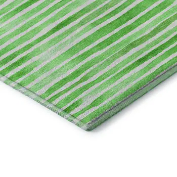 3' X 5' Green And Ivory Geometric Washable Area Rug With UV Protection