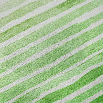 3' X 5' Green And Ivory Geometric Washable Area Rug With UV Protection