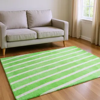 8' X 10' Green And Ivory Geometric Washable Area Rug With UV Protection