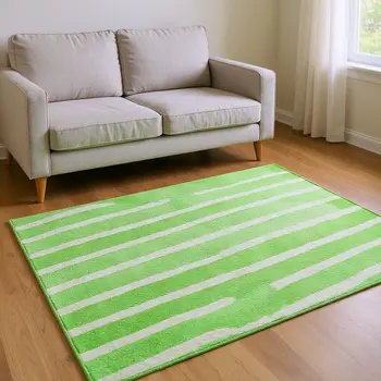 10' X 14' Green And Ivory Geometric Washable Area Rug With UV Protection