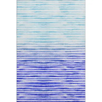 3' X 5' Blue And Ivory Geometric Washable Area Rug With UV Protection
