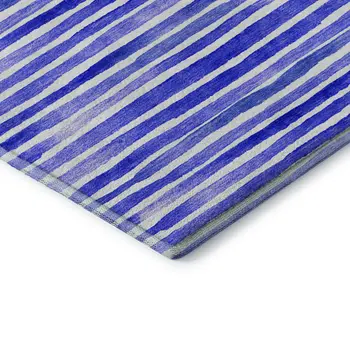 3' X 5' Blue And Ivory Geometric Washable Area Rug With UV Protection