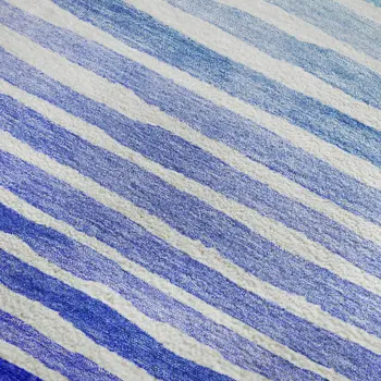 3' X 5' Blue And Ivory Geometric Washable Area Rug With UV Protection