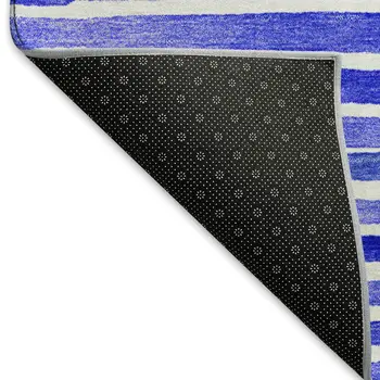 10' X 14' Blue And Ivory Geometric Washable Area Rug With UV Protection