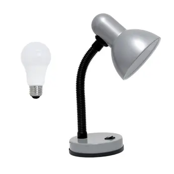 14" Silver Metal Swing Arm Table Lamp LED