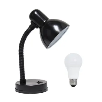 14" Black Metal Swing Arm Table Lamp LED