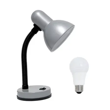 14" Silver Metal Swing Arm Table Lamp LED