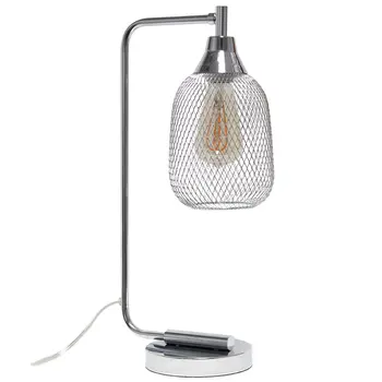 19" Silver Metal Lantern Table Lamp With Silver Globe Shade