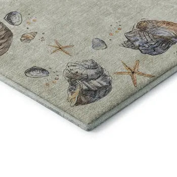 5' X 8' Linen Ivory And Beige Geometric Washable Area Rug With UV Protection