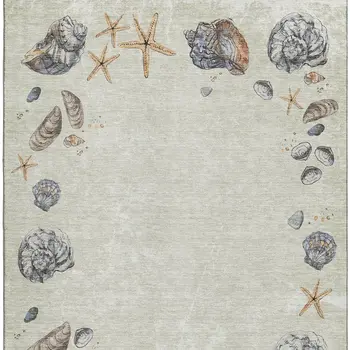 9' X 12' Linen Ivory And Beige Geometric Washable Area Rug With UV Protection