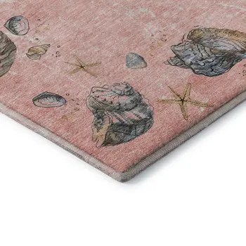 3' X 5' Peach Gray And Ivory Geometric Washable Area Rug With UV Protection