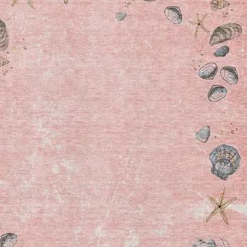 5' X 8' Peach Gray And Ivory Geometric Washable Area Rug With UV Protection