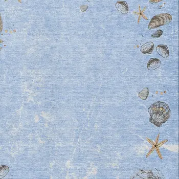 8' X 10' Blue Brown And Ivory Geometric Washable Area Rug With UV Protection
