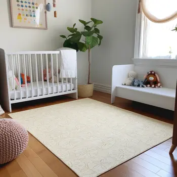 3' X 5' Sand And Ivory Geometric Washable Area Rug With UV Protection