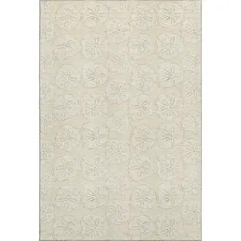 5' X 8' Sand And Ivory Geometric Washable Area Rug With UV Protection