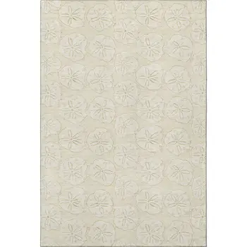 5' X 8' Sand And Ivory Geometric Washable Area Rug With UV Protection