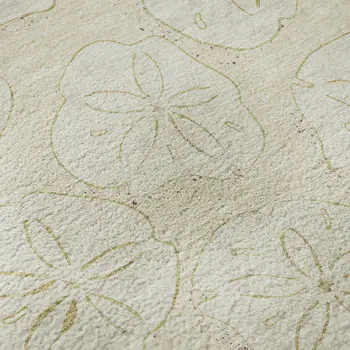 8' Sand And Ivory Geometric Washable Round Rug With UV Protection