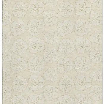 9' X 12' Sand And Ivory Geometric Washable Area Rug With UV Protection
