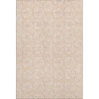 5' X 8' Apricot And Ivory Geometric Washable Area Rug With UV Protection