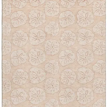8' X 10' Apricot And Ivory Geometric Washable Area Rug With UV Protection