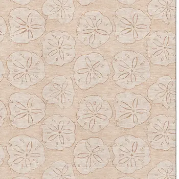 10' X 14' Apricot And Ivory Geometric Washable Area Rug With UV Protection