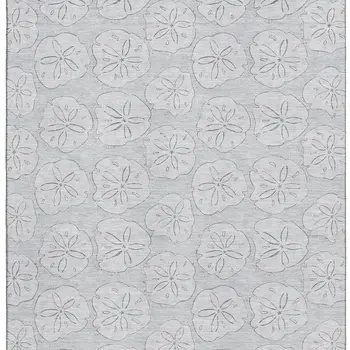 5' X 8' Gray And Ivory Geometric Washable Area Rug With UV Protection