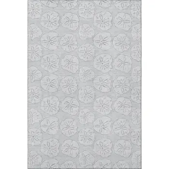 8' X 10' Gray And Ivory Geometric Washable Area Rug With UV Protection