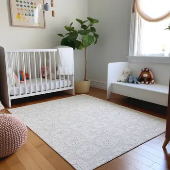 10' X 14' Gray And Ivory Geometric Washable Area Rug With UV Protection