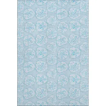 3' X 5' Blue And Ivory Geometric Washable Area Rug With UV Protection