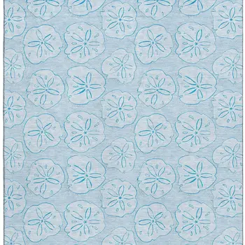 10' X 14' Blue And Ivory Geometric Washable Area Rug With UV Protection