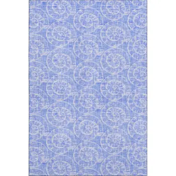 3' X 5' Blue And Ivory Geometric Washable Area Rug With UV Protection