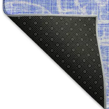 5' X 8' Blue And Ivory Geometric Washable Area Rug With UV Protection