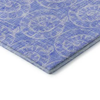 5' X 8' Blue And Ivory Geometric Washable Area Rug With UV Protection