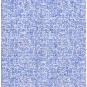 8' X 10' Blue And Ivory Geometric Washable Area Rug With UV Protection