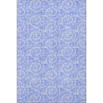 8' X 10' Blue And Ivory Geometric Washable Area Rug With UV Protection