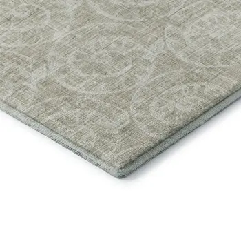 8' X 10' Beige And Ivory Geometric Washable Area Rug With UV Protection