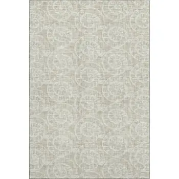 9' X 12' Beige And Ivory Geometric Washable Area Rug With UV Protection