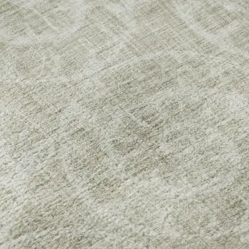 9' X 12' Beige And Ivory Geometric Washable Area Rug With UV Protection
