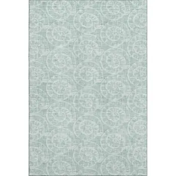 3' X 5' Green And Ivory Geometric Washable Area Rug With UV Protection