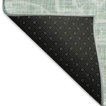 3' X 5' Green And Ivory Geometric Washable Area Rug With UV Protection