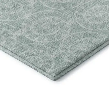 3' X 5' Green And Ivory Geometric Washable Area Rug With UV Protection