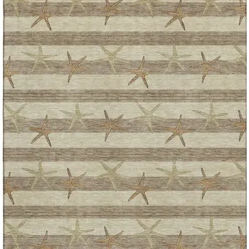 3' X 5' Tan Gold And Beige Geometric Washable Area Rug With UV Protection
