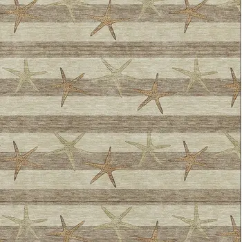 5' X 8' Tan Gold And Beige Geometric Washable Area Rug With UV Protection