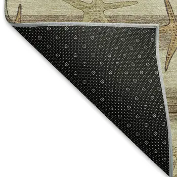 10' X 14' Tan Gold And Beige Geometric Washable Area Rug With UV Protection