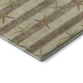 10' X 14' Tan Gold And Beige Geometric Washable Area Rug With UV Protection