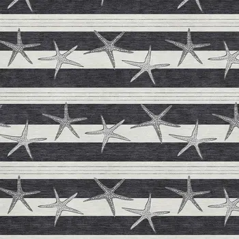 3' X 5' Midnight And Ivory Geometric Washable Area Rug With UV Protection