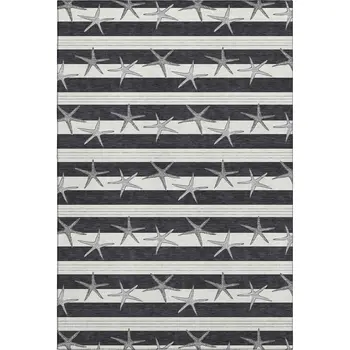 8' X 10' Midnight And Ivory Geometric Washable Area Rug With UV Protection